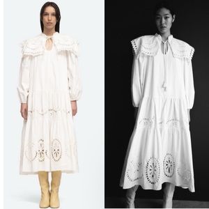 Sea New York Santos Eyelet Midi Dress in White Size Small NWT